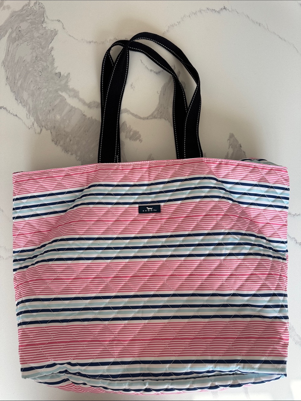 SCOUT Plus 1 Travel Bag pink blue white stripe packable beach travel pool tote - Picture 8 of 10